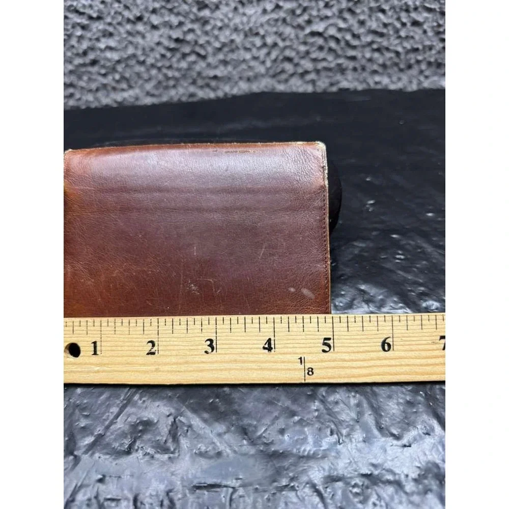 Vintage Loewe Men's Leather Logo Embossed Credit Card Bifold Wallet Brown‎